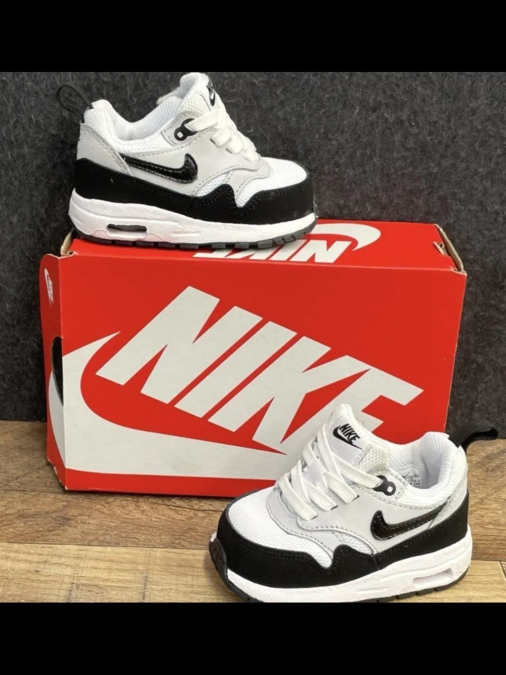 Nike Air Max 1 Easyon (TD) White Black Toddler Sneakers Size 4C NIB $65